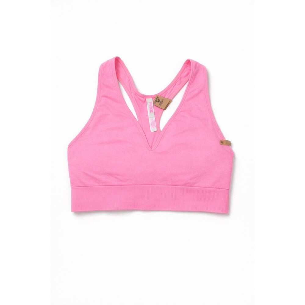 Victoria’s Secret PINK Seamless Bralette Pink V-Neck Lounge Bra Logo NWT XXL